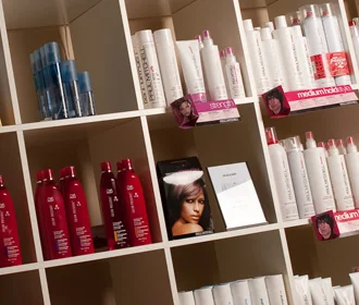 Take-home hair care products on the retail shelves