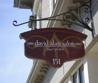 The David Alan Salon hanging sign at 151 Center Street